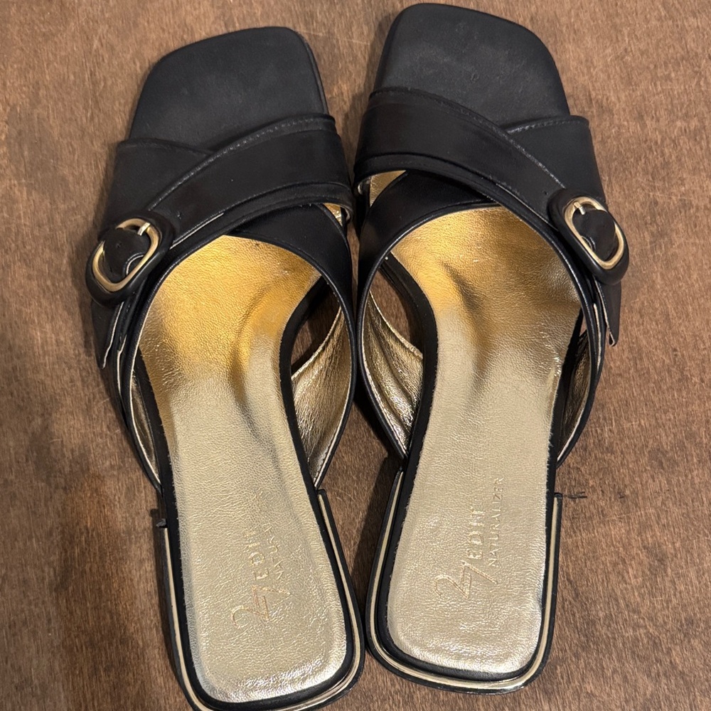 Naturalizer Black Sandals with Gold Buckle - Picture 4 of 4